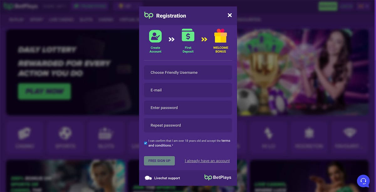 Betplays online casino login